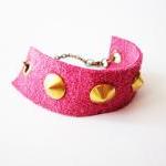 Leather Spike Bracelet, Pi..