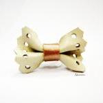 Leather bow ring, bow ring, leather ring, cute ring, bridal ring, bridesmaides ring, off- white and champagne color leather ring, under 10
