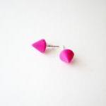 Neon Pink Spike Stud Earri..