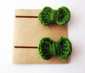 Crochet bow bobby pins, bow hair pin, cute hair accessories for girls and kids, pick your color